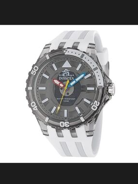 Invicta Men’s White Swim Watch with Red, Blue, Yellow Hands